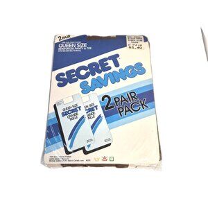 Vintage 1980s Secret Pantyhose 2‑Pair Pack, Queen Size, Taupe, NOS Canada